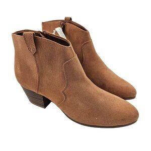 Old Navy Ankle Boots Womens Size 9 Water Stain Repellant Brown Suede NWT Zipper
